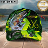 Maxcorners Fishing Green Neon Hook Splash Multiple Options Personalized Name 3D Cap (12 Fish Species)