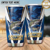 Maxcorners Fishing Tumbler Navy White Angular Chevron Design Personalized Name Tumbler (13 Species)