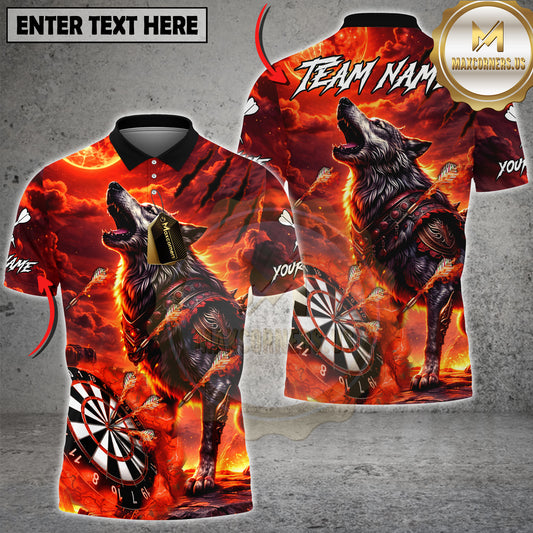 Maxcorners Dart Wolf Fire Storm Dark Fantasy Multicolor Options Personalized Name, Team Name 3D Shirt (4 Colors)