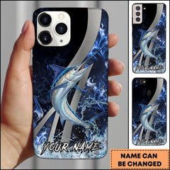 Maxcorners Marlin Fishing Blue Flame Lightning Strike Personalized Name Phone Case