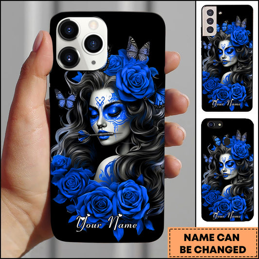 Maxcorners Red Rose Gothic Woman Butterfly Dark Art Multicolor Options Personalized Name 3D Phonecase