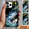 Maxcorners Green Camo Lightning Water Splash Personalized Name Phone Case (13 Fish Species)