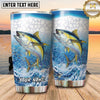 Maxcorners Fishing Tumbler White Aqua Hexagon Splash Design Personalized Name Tumbler (13 Species)