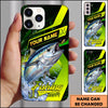 Maxcorners Neon Green Modern Graphic Personalized Name Phone Case (13 Fish Species)