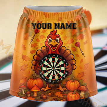 Maxcorners Darts Autumn Turkey Dartboard Personalized 3D Skort, Skirts With Shorts
