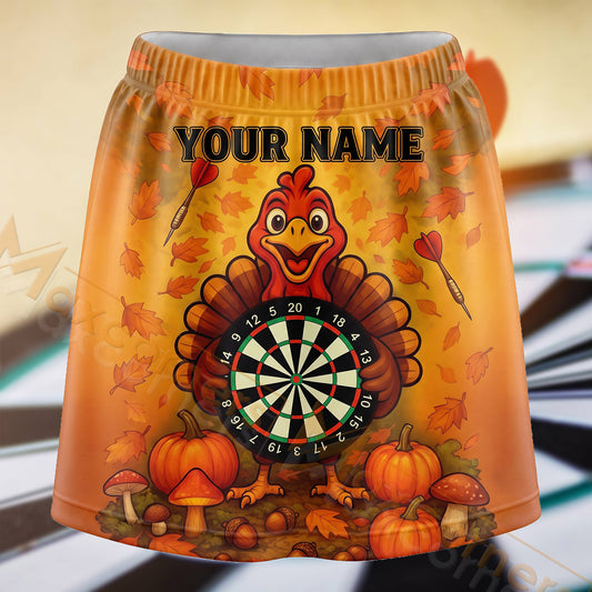 Maxcorners Darts Autumn Turkey Dartboard Personalized 3D Skort, Skirts With Shorts