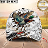 Maxcorners Duck Hunting Mallard Flying American Flag Camo Background Personalized Name 3D Cap
