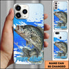 Maxcorners Fishing Water Splash Blue Pop Art Personalized Name Phone Case (10 Fish Species)