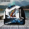 Maxcorners Fishing Blue Flame Sport Pattern Personalized Name 3D Cap (11 Breeds)