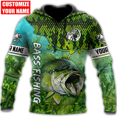 Maxcorners Bass Fishing Personalized Name 3D Shirts