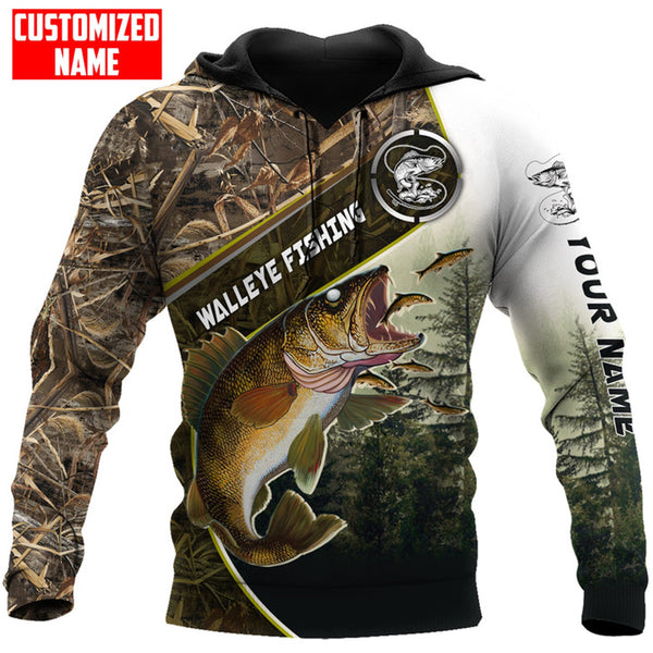 Maxcorners Walleye Fishing Personalized Name 3D Shirts