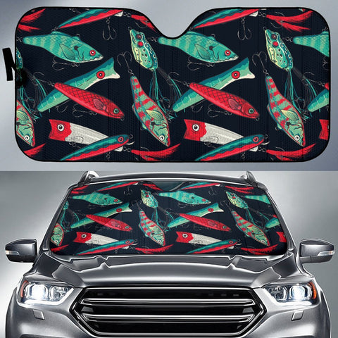 Maxcorners Fishing Bait Pattern Car front Windshield Sun Shade