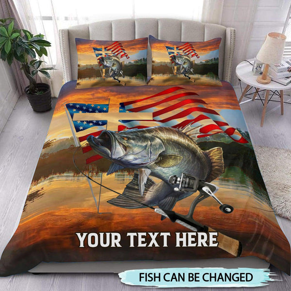 Maxcorners Personalized Flag Us Fishing Bedding Set