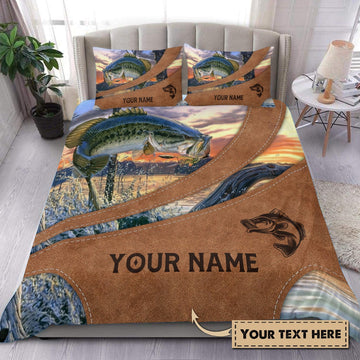 Maxcorners Sea Bass Personalized Fishing Bedding Set