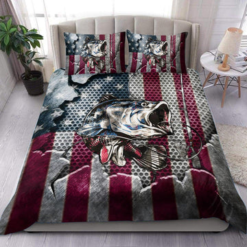 Maxcorners Us Flag Fishing Bedding Set
