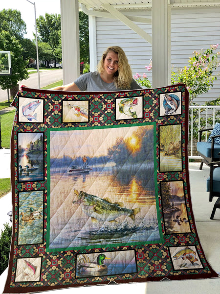 Maxcorners Fishing On Lake 3D Quilt - Blanket