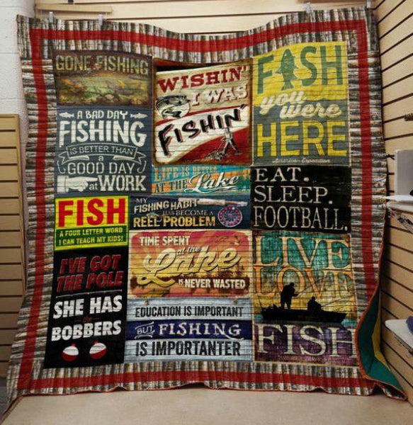 Maxcorners Fishing Wish you Were Here 3D Quilt - Blanket