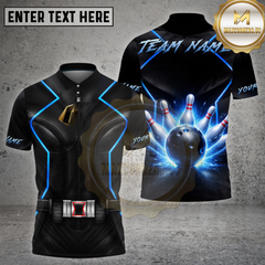 Maxcorners Bowling Stealth Black Widow Blue Energy Strike Multi Options Personalized Name, Team Name 3D Shirt