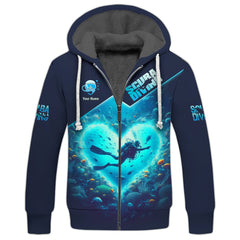 Maxcorners Scuba Diving With Ocean Heart Custom Name 3D Shirt Personalized Gift For Diver Lovers LM2111