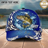 Maxcorners Fishing Scale Pattern Ocean Wave Style Personalized Name Classic 3D Cap (9 Breeds)