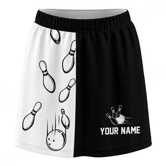 Maxcorners Customized Bowling Trouser Skirts With Shorts Underneath, Bowling Split Color With Pockets