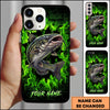 Maxcorners Fishing Phone Case Green Flame Dark Brick Wall Fish Art Design Custom Name Phone Case (12 Fish Species)