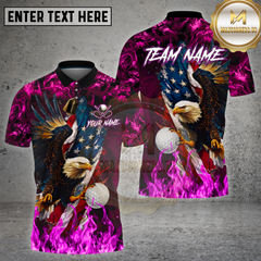 Maxcorners Golf American Eagle Patriotic Flame Art Multi Options Personalized Name, Team Name 3D Shirt