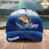 Maxcorners Fishing Water Splash Scale Gradient Design Personalized Name Classic 3D Cap (9 Breeds)
