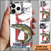 Maxcorners Fishing Patriotic Paint Splash Water Effect Personalized Name Phone Case (10 Fish Species)