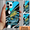 Maxcorners Fishing Blue Black Geometric Lightning Splash Personalized Name Phone Case (10 Fish Species)