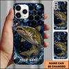 Maxcorners Bass Fishing Phone Case Blue Ocean Hexagon Lure Art Design Custom Angler Name Phone Case (12 Fish Species)