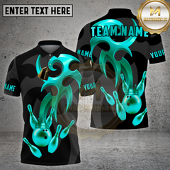 Maxcorners Bowling Golden Crown Strike Emblem Multi Options Personalized Name, Team Name 3D Shirt