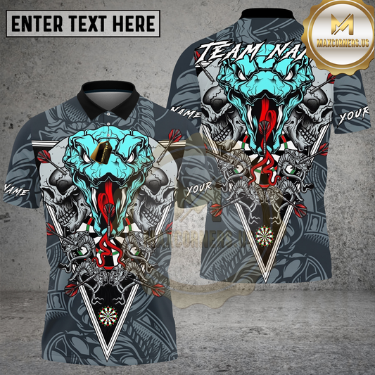 Maxcorners Dart Skull Snake Dartboard Target Gothic Style Multicolor Options Personalized Name, Team Name 3D Shirt (4 Colors)