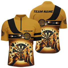 MaxCorners Darts Yellow Beer Customized Name, Team Name 3D Polo Shirt