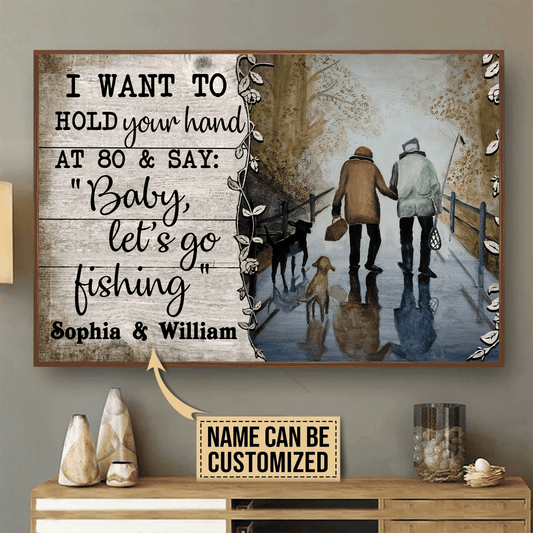 Maxcorners Hold Your Hand Canvas Art At 80 Say Baby Lets Go Fishing Custom Name Personalized Gift For Your Love LM0101