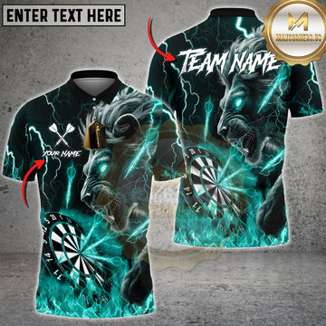 Maxcorners Darts Shirt Electric Lion Dartboard Lightning Design Multioptions Personalized Name Team Name 3D Shirt (4 Colors)