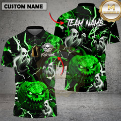 Maxcorners Dart Polo Shirt Halloween Pumpkin Ghost Lightning Multioptions Personalized Name, Team Name Unisex 3D Shirt (4 Colors)