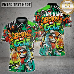 Maxcorners Golf Born To Golf Beer Lover Graffiti Style Multi Options Personalized Name, Team Name 3D Shirt