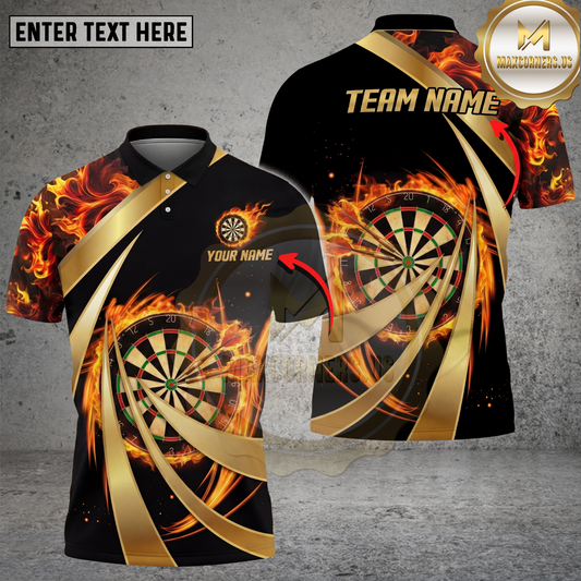 Maxcorners Darts Shirt Flaming Dartboard Target Multicolor Options Personalized Name, Team Name 3D Shirt (4 Colors)