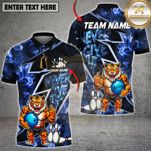Maxcorners Tiger Bowling Shirt Fierce Animal Street Graffiti Multicolor Options Personalized Name, Team Name 3D Shirt (2 Colors)