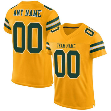 Maxcorners Custom Gold Green-White Mesh Authentic Football Jersey LM2605
