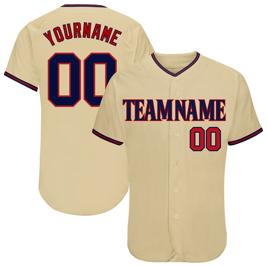 Maxcorners Custom Sand Navy-Red Authentic Baseball Jersey LM2605