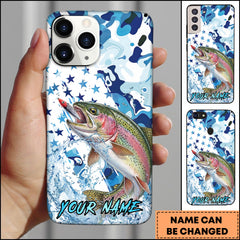 Maxcorners Trout Fishing Star Camo Water Splash Art Personalized Name Phone Case