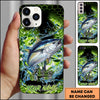 Maxcorners Fishing Neon Green Honeycomb Water Splash Personalized Name Phone Case (10 Fish Species)