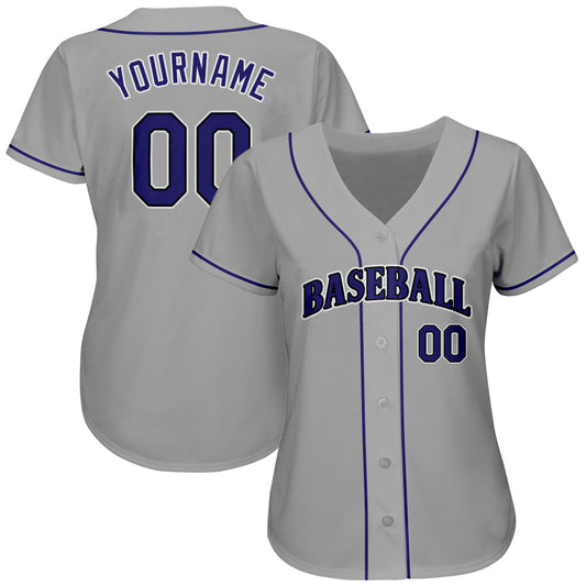 Maxcorners Custom Gray Purple-Black Classic Authentic Baseball Jersey LM2605