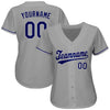 Maxcorners Custom Gray Royal-White Classic Authentic Baseball Jersey LM2605