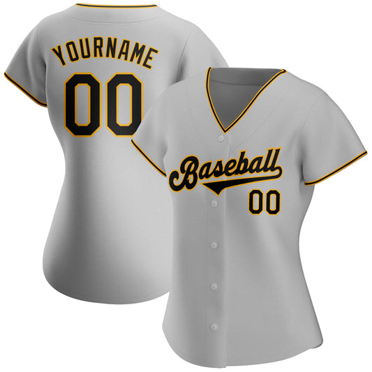 Maxcorners Custom Gray Black-Gold Authentic Baseball Jersey LM2605