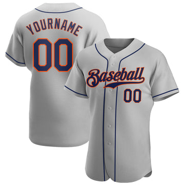 Maxcorners Custom Gray Navy-Orange Authentic Baseball Jersey LM2605