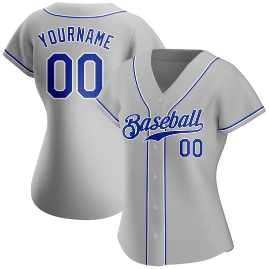 Maxcorners Custom Gray Royal-White Authentic Baseball Jersey LM2605