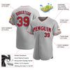 Maxcorners Custom Gray Red-Navy Authentic Baseball Jersey LM2605